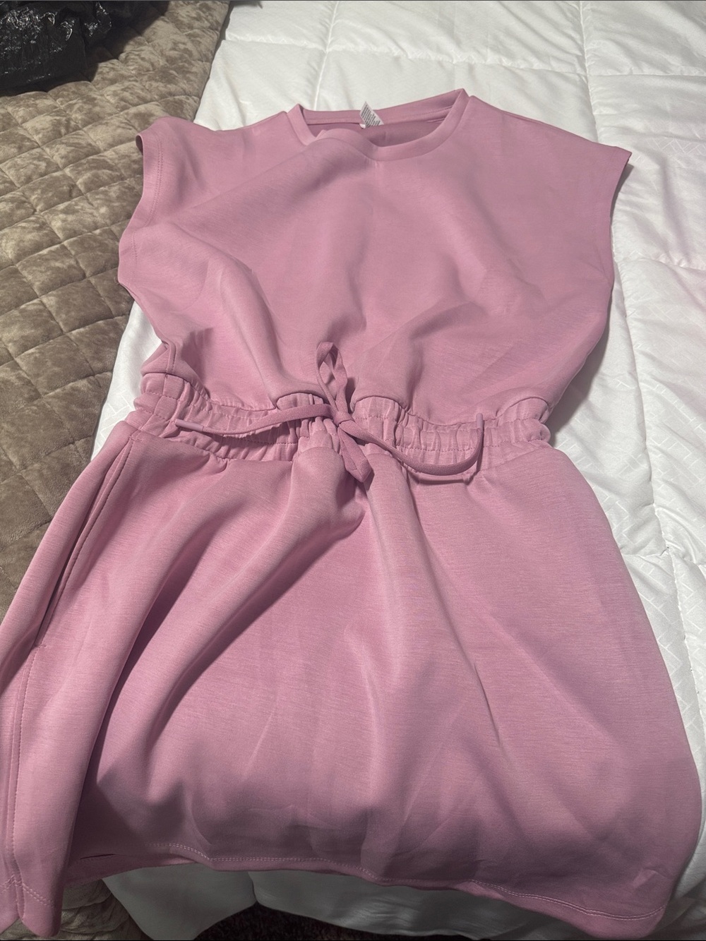 all in motion Airy Pink Sleeveless Knit Top with Drawstring Waist